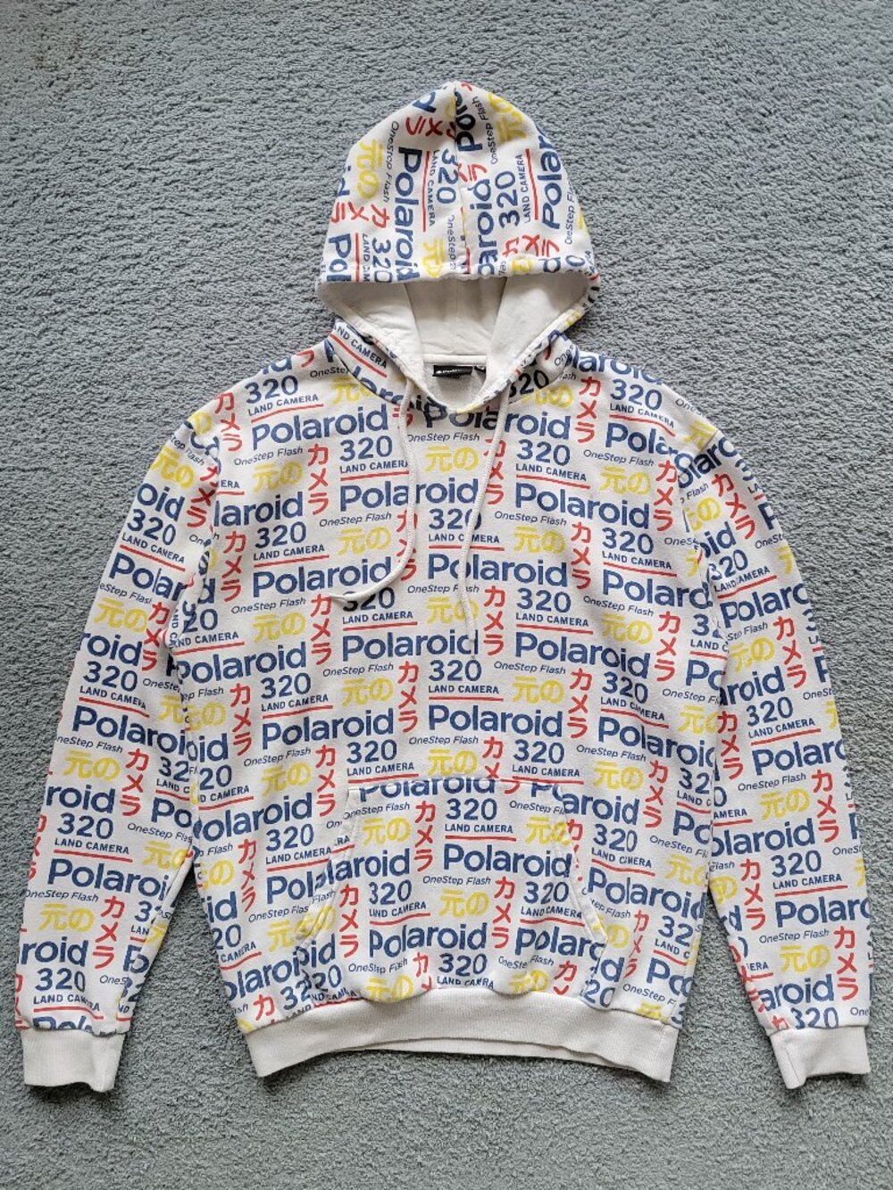 Y2K-Style Rare All-Over Print Polaroid 320 Land Camera Japanese Graphic Hoodie M